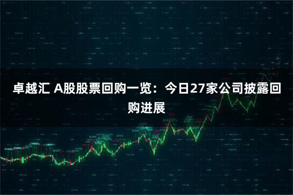 卓越汇 A股股票回购一览：今日27家公司披露回购进展